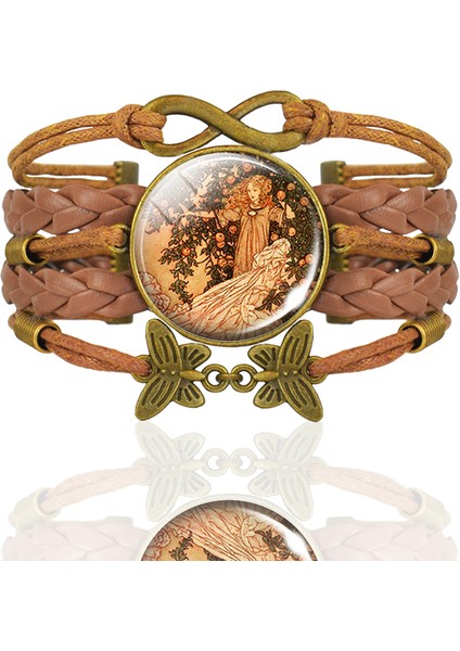 Gösteri Gibi 2 Moda Aksesuarları Kurbağa Masalı Takı Cam Kubbem Kayıp Oz Prensesi Vintage Kahverengi Deri Bilezik Hediye (Yurt Dışından) indirimleri