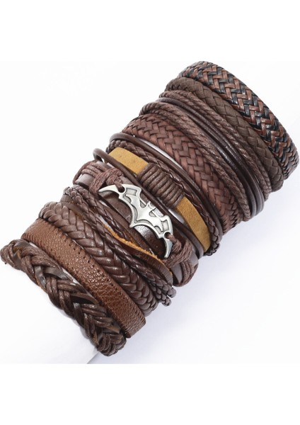 Stil 10 Etik Halat Örgü Inanç Motosiklet Yarasa Charm Deri Bilezikler Erkek Kadın Bilezikler Homme Femme Erkek Takılar Pulseras (Yurt Dışından) modelleri