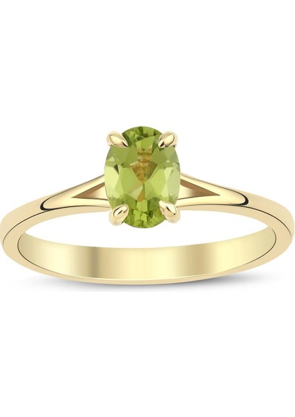 Peridot Oval Tektaş Yüzük