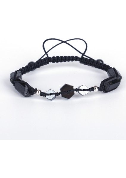 Gül Altın Rengi El Yapımı Şifa Verici Kaba Turmalin Yarı Değerli Mineral Taş Boncuklu Şans Düğümlü Ayarlanabilir Makrome Bileklik Cinsiyetsiz Kadın Erkek (Yurt Dışından)