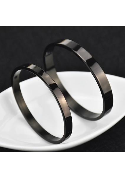 4mm Tarzı Siyah Unisex Moda Klasik Dört Renkli Şans Bileziği Kol Bileziği Çift Aşk Takısı Paslanmaz Çelik Kendin Yap Takı (Yurt Dışından)