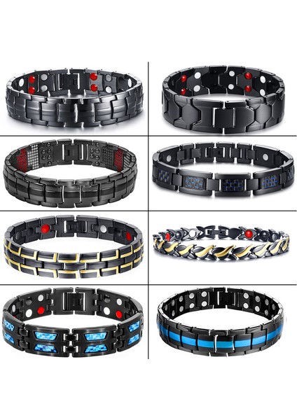 No.4 Boyutu Kadın Erkek Manyetik Sağlık Bilekliği Siyah Titanyum Çelik Güç Terapi Mıknatıslar Negatif Iyonlar Germanium Bilezikler (Yurt Dışından) fiyatları