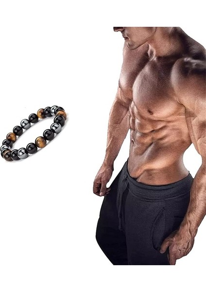 10 mm Erkekler Için Çelik Sert Üçlü Kızılötesi Bilezik, Lenfatik Drenaj Siyah Obsidiyen Bilezik, Şişliği Önleyen Siyah Obsidiyen Ayak Bileziği (Yurt Dışından)