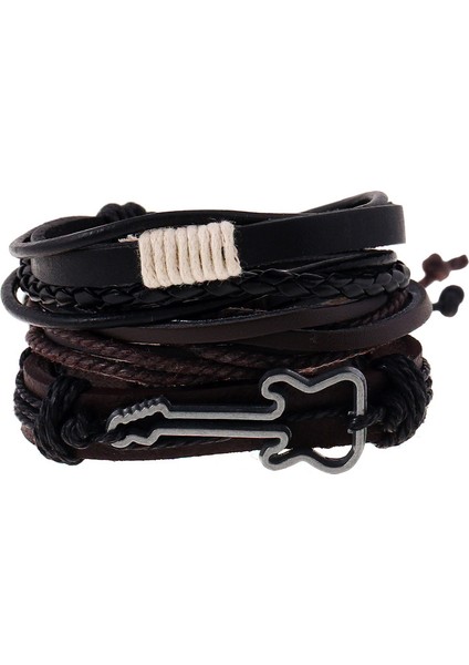 No.80 Boyutu Sıcak Satış ve Vintage Gitar Şans Boncuk Bilezik Erkekler ve Kadınlar Için Moda Müzik Bilezik Deri Bilezikler Bangles Pulseira (Yurt Dışından)