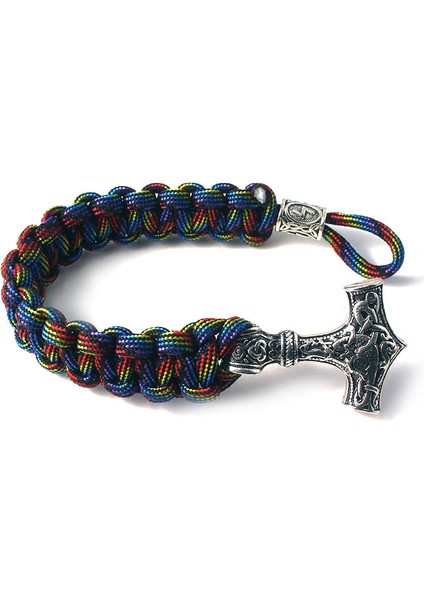 Saf Altın Rengi Norse Viking Rune Düğüm Kolye Bilezik Thor Mjolnir Çekiç Rune Iskandinav Bilezikler Deri Ipi ile Erkekler Için Cool Takı (Yurt Dışından)
