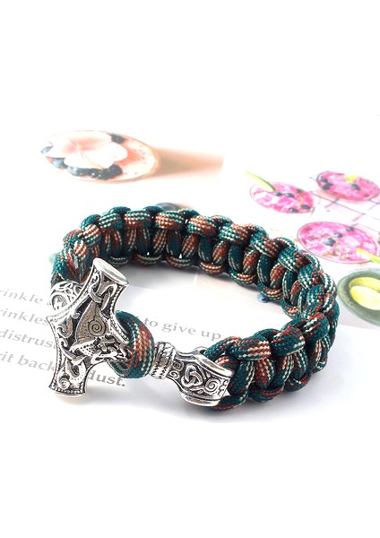 Saf Altın Rengi Punk Tarzı Norse Viking Bileziği Thor Çekiç Mjolnir Runik Boncuklar El Yapımı Bilezikler Erkekler Takı Hediye (Yurt Dışından) modelleri