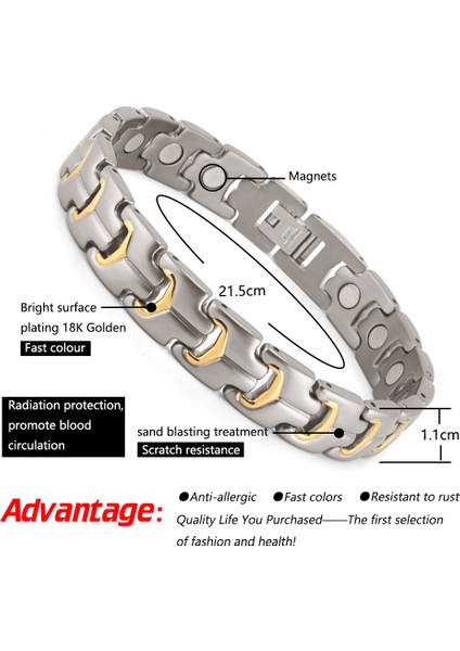 Bileklik Rainso Erkek Bilezik El Zinciri Sağlık Enerji Manyetik Bilezik Şanslı Erkek Titanyum Takı Babalar Günü Hediye Yeni 2021 (Yurt Dışından) modelleri