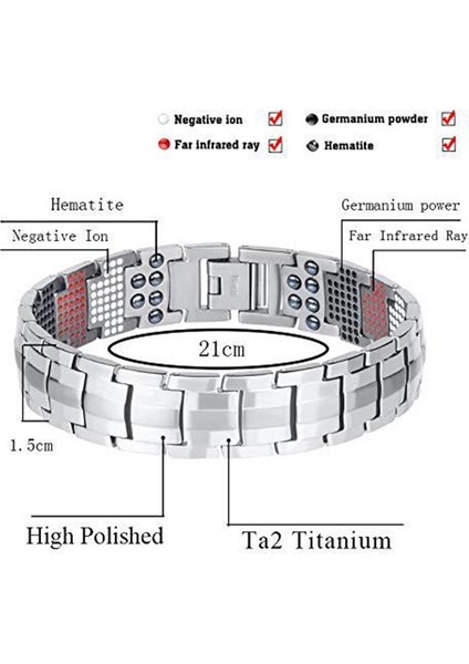A Yeni Moda Elektrokaplama Siyah 4-In-1 Anion Manyetik Bileklik 591 Element Titanyum Erkek Bilezikleri (Yurt Dışından) indirimleri
