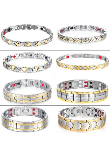 No.11 Boyutu Altın Gümüş Renk Manyetik Bilezik Erkek Paslanmaz Çelik Enerji Germanium Mıknatıs Sağlık Kadın El Zinciri Bilezikler (Yurt Dışından) fiyatları