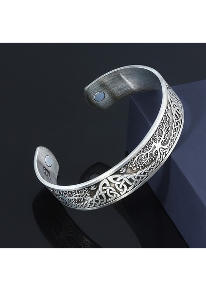 Kırmızı 3 Renkli Hayat Ağacı Bilezikler Norse Viking Wicca Cuff Celtics Düğüm Manyetik Bilezik Bilezik Kadınlar Erkekler Takı Hediye (Yurt Dışından)