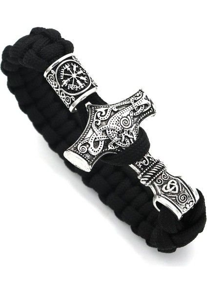 23CM Tarzı No.14 Boyutu Thor'un Çekici Mjolnir Bilezik Viking Iskandinav Kuzey Viking Bilezik Rune Tılsım Boncuk Takı Erkek Kadın Bilezikler Bilezikler (Yurt Dışından)