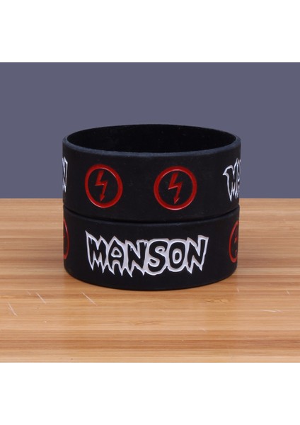 20CM Tarzı Siyah 1 Adet Marilyn Manson Silikon Bileklik ve Bilezik Geniş Versiyon Band Heavy Metal Müzik Grup Progart Rock Silikon Bileklik SH281 (Yurt Dışından)