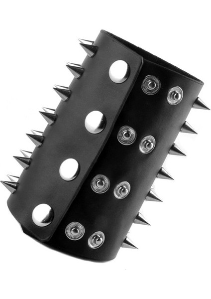 Punk Niyet Deri El Takı Bilezik Rahat Erkek Metal Geniş Nokta Bilezik Bileklik (Yurt Dışından)