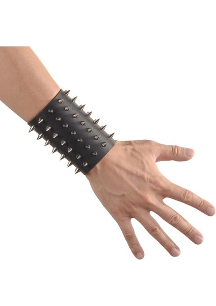 Punk Niyet Deri El Takı Bilezik Rahat Erkek Metal Geniş Nokta Bilezik Bileklik (Yurt Dışından)