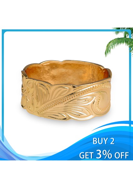 D75MM Stili SL2081GO Kırınç Coco Hawai Plumeria Bilezikler Trendy Altın Kaplama Büyük Bilezik Kadın Polinezya Samoa Takı Wome Için (Yurt Dışından)