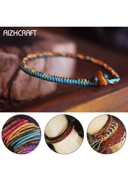 Y16-17CM Tarzı Siyah Aızhcraft 24 Renkli Budist Aşk Şanslı Kolye Tibet Bilezikler ve Bilezikler Kadınlar ve Erkekler Için El Yapımı Takı Shambhala Himalaya Hediye (Yurt Dışından)