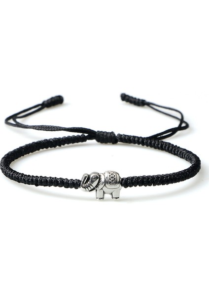 Siyah Fil Tılsım Bileklik Siyah Kırmızı Iplik Halat El Yapımı Örme Ayarlanabilir Bilezikler&bilezikler Kadın Erkek Şanslı Takılar (Yurt Dışından)