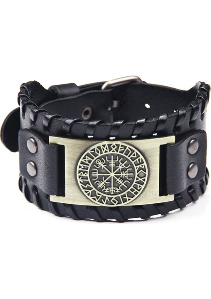 QNW2576-3 Retro El Yapımı Gerçek Deri Bileklik Şans Geniş Deri Bileklik Viking Odin Totem Vintage Deri Bilezik Erkek Hediye Için (Yurt Dışından) fırsatları