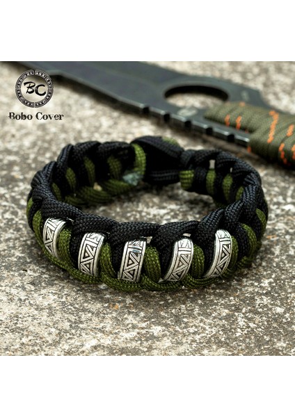 21CM Tarzı Yeşil Vintage Viking Runes Survival Bilezik Erkekler cm Dikiş Renk Örgülü Paraşüt Halat Bileklik Kadınlar Norse Aşıklar Takı (Yurt Dışından)
