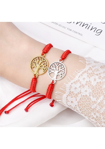 Siyah Ip 6 Çift Bileklik Hayat Ağacı Charm Dilek Kırmızı Halat Örme Ayarlanabilir Moda Bilezikler&bilezik Kadınlar ve Erkekler Için El Yapımı Takı Hediye (Yurt Dışından)