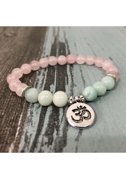 17CM Tarzı Yoga Bilezik Buda Lotus Kadın Gül Kuvars Boncuklu Yoga Itme Pembe Taş Bilezik (Yurt Dışından)