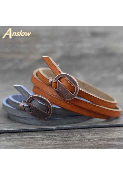 Mavi Anslow Yeni Tasarım Moda Takı Vintage Çok Katmanlı Wrap Deri Bilezik Erkek Kadınlar Için 65CM Hediye Lolb (Yurt Dışından) fiyatları