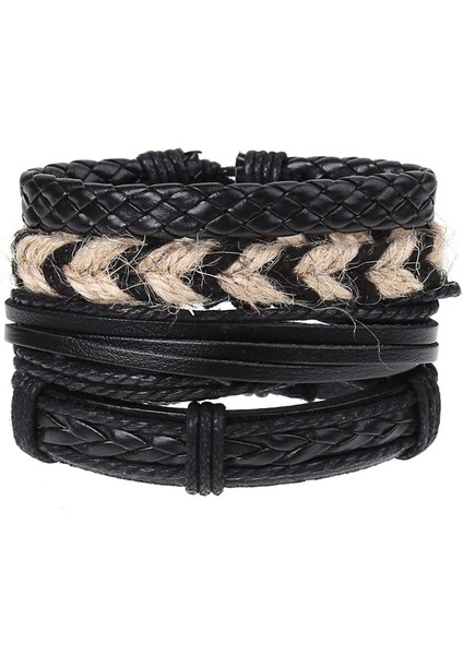 Ayarlanabilir Stil A27 40 Stiller Vintage Yaprak Tüy Katmanlı Ahşap Deri Bilezik Erkek Moda Örme El Yapımı Yıldız Ip Sarma Bilezikler ve Bilezikler (Yurt Dışından)
