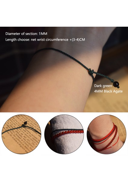 24-26CM Tarzı Koyu Yeşil Aızhcraft Estetik Tibet El Yapımı Ince Kırmızı Ip Bileklik Kadın Erkek Aşk Şans Düğün Takı Himalaya Hediye (Yurt Dışından)