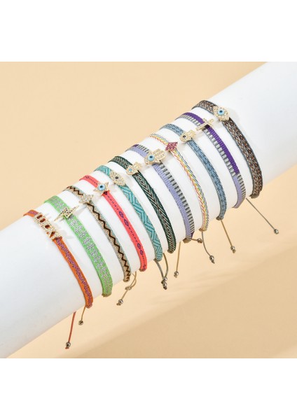 QQSL119 Zmzy Boho Takı Bilezik Kadın Örme Bilezikler Türk Nazarlı Şanslı Pulseras Mujer Bohem Stil Ayarlanabilir Yeni Hediye (Yurt Dışından)