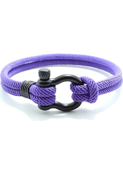 19CM Tarzı Mor Siyah Şık Erkek Bilekliği 4mm Şanslı Halat Bileklik Homme Sevgiliye Hediye Erkek Arkadaş Için Outdoor Survival Brazalete Pulseira Masculina Takı (Yurt Dışından)
