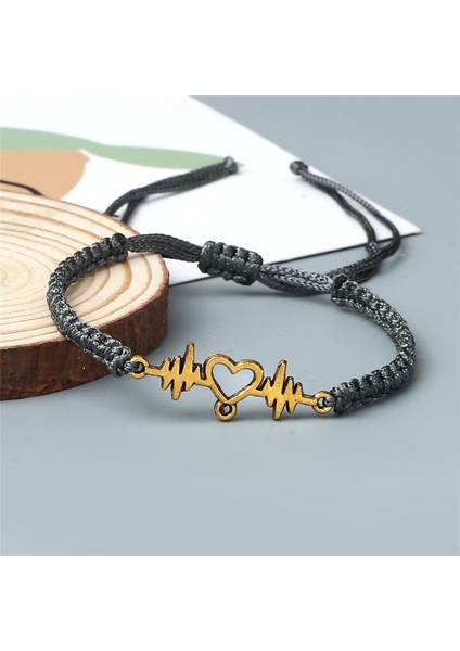 Gri-Altın Altın Kalp Atım Kartogram Bilezik Kadınlar Kırmızı Siyah Halat El Yapımı Örgü Sevgili Takı Bileklik En Iyi Arkadaşlar Için Özel Hediyeler (Yurt Dışından) fırsatları