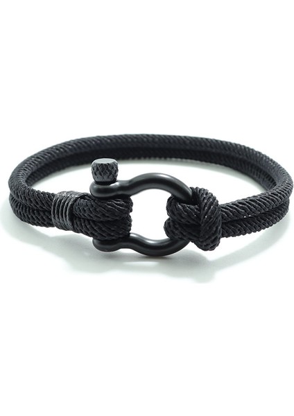 19CM Tarzı Siyah Siyah Şık Erkek Bilekliği 4mm Şanslı Halat Bileklik Homme Sevgiliye Hediye Erkek Arkadaş Için Outdoor Survival Brazalete Pulseira Masculina Takı (Yurt Dışından)
