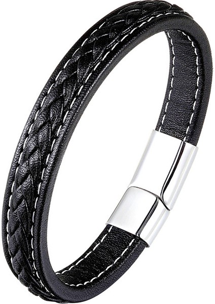 21CM Tarzı Bxg-81 Ccd Moda Gerçek Deri Bilezik Erkek Paslanmaz Çelik Bilezikler Bayan Örme Halat Zincir Erkek Takı Hediye (Yurt Dışından) fırsatları