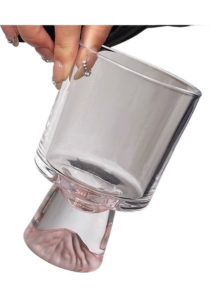 Pembe Dağ Cam Bardak Su Bardağı Üst Düzey Niş Yaratıcı Yüksek Ayaklı Kahve Bardağı Koni Bardak Şarap Bardağı (Yurt Dışından)