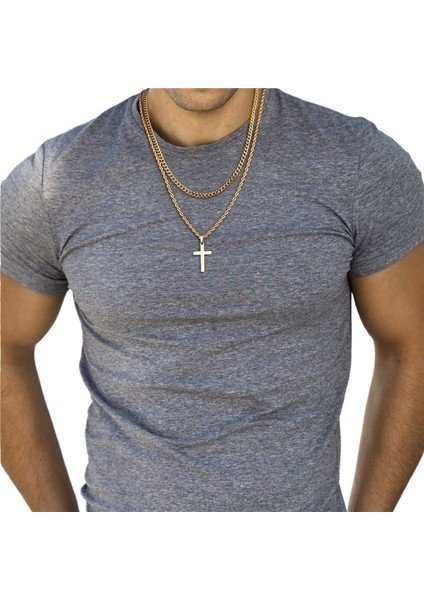 Yaz Modası Paslanmaz Çelik Çift Katmanlı Bükülmüş Zincir Çapraz Kolye Kişilik Hip Hop Erkek Takı (Yurt Dışından) fiyatları