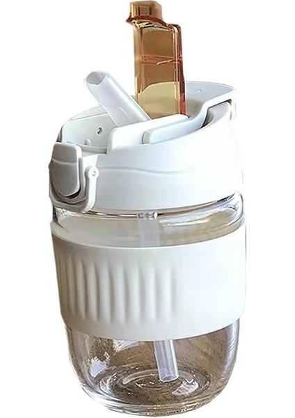 Yeni Çift Içecek Sıçrama Kapağı Cam Bardak Net Kırmızı Ins Pipetli Su Bardağı Kızlar Sevimli Tek Katmanlı Kahve Bardağı (Yurt Dışından)
