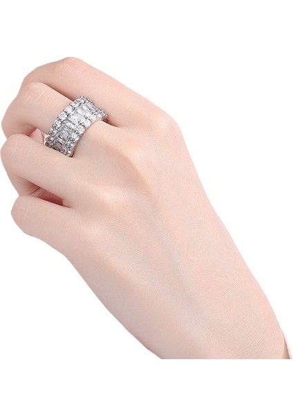 Çok Yönlü Yeni Stil Moda Abartılı Kadın Üç Sıra Yüzük Kadın Moda Kakmalı Zirkonyum Boyutu: 19MM (Yurt Dışından) fiyatları
