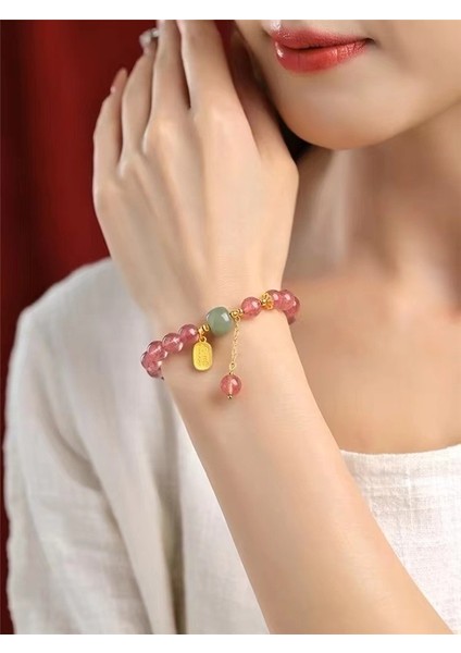 Doğal Otantik Çilek Kristal Bilezik Pembe Kristal ve Nefrit Işık Lüks Niş Çilek Kristal Bilezik (Yurt Dışından) fiyatları