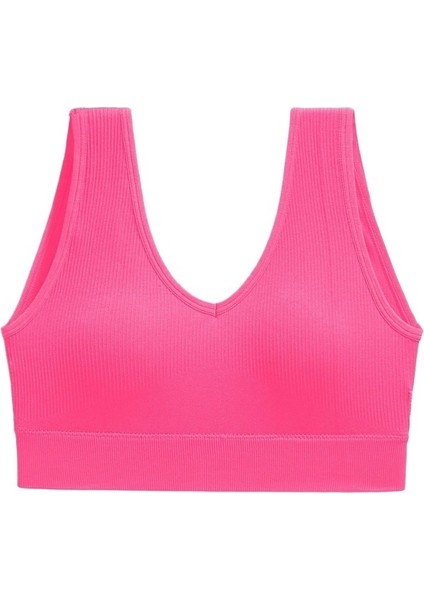 Turuncu Pembe Fitness Büyük Boy Spor Yeleği Koşu Yoga Darbeye Dayanıklı Göğüs Pedli Rahat Spor Iç Çamaşırı Güzel Sırt Sutyeni (Yurt Dışından)