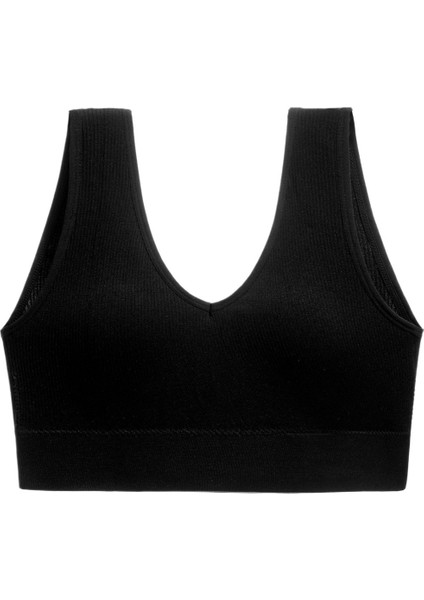 Siyah ve Beyaz Fitness Büyük Boy Spor Yeleği Koşu Yoga Darbeye Dayanıklı Göğüs Pedli Rahat Spor Iç Çamaşırı Güzel Sırt Sutyeni (Yurt Dışından)