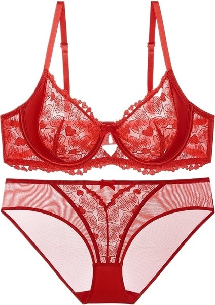 Yaz Kırmızı Iç Çamaşırı Ultra Ince Büyük Göğüs Küçük Beden Iç Çamaşırı Burç Yılı Kırmızı Kız Dantel Sütyen (Yurt Dışından)