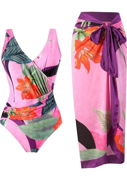 Kadınlar Için Tek Parça Mayo Muhafazakar Göbek Kapatan Şifon Etek Iki Parçalı Mayo Seti (Yurt Dışından)