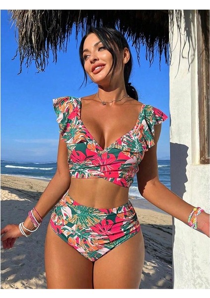 Avrupa ve Amerikan Iki Parçalı Mayo Kadın Fırfırlı Sırtı Açık Bikini (Yurt Dışından) modelleri