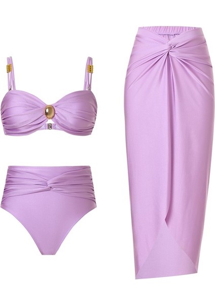 2025 Yeni Avrupa ve Amerikan Iki Parçalı Bikini Yüksek Bel Mayo Üç Parçalı Mayo (Yurt Dışından)