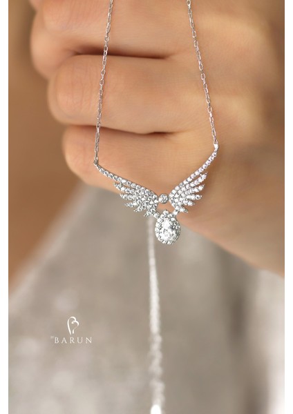 Tektaş Mikail Meleği Kanadı 925 Ayar Taşlı Damla Şans Gümüş Kolye fiyatları