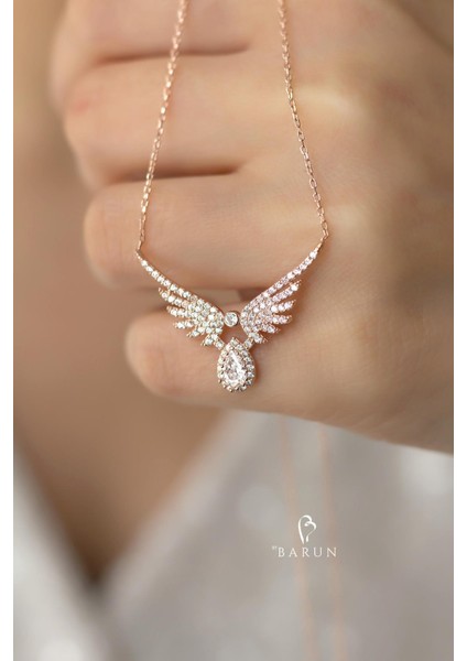 Tektaş Mikail Meleği Kanadı 925 Ayar Taşlı Damla Şans Gümüş Kolye fırsatları