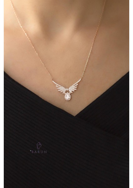 Tektaş Mikail Meleği Kanadı 925 Ayar Taşlı Damla Şans Gümüş Kolye indirimleri