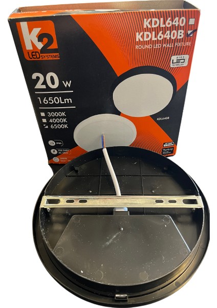 K2 - KDL640B Merkür LED Aplik 20W Siyah Kasa Beyaz Işık fiyatları