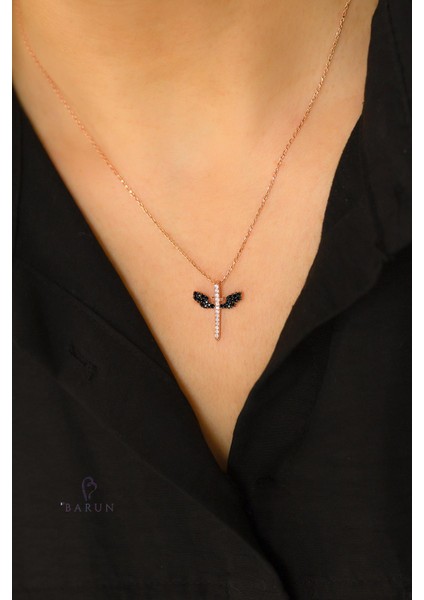 Mikail Meleği Renkli Mavi Beyaz Siyah Taşlı 925 Ayar Gümüş Kolye modelleri