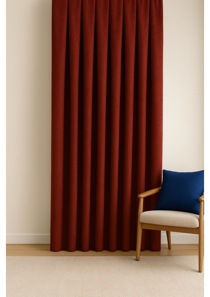 Barcelona Kadife Dokulu Fon Perde Bordo (Pilesiz)